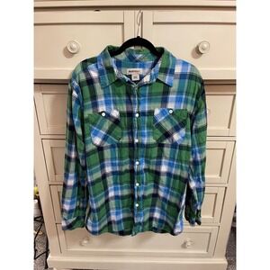 Ruff Hewn Men's Blue & Green Plaid Shirt Size Large